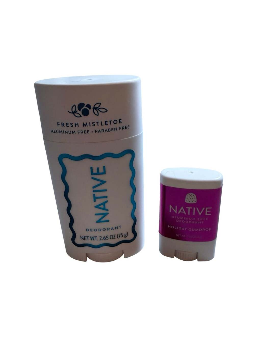 Native Fresh Mistletoe and Holiday Gumdrop Aluminum-Free Deodorant Set